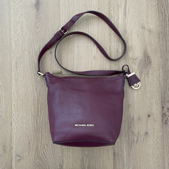 Michael Kors Purse Burgundy Maroon Red Oxblood Leather Pebbled 30T5GBFM2L Red - Picture 1 of 16